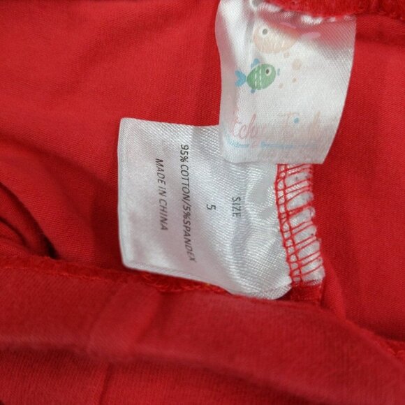 Stitchy Fish Leggings Girls Light Red Pull On Stretch Pants Size 5 - Picture 4 of 11